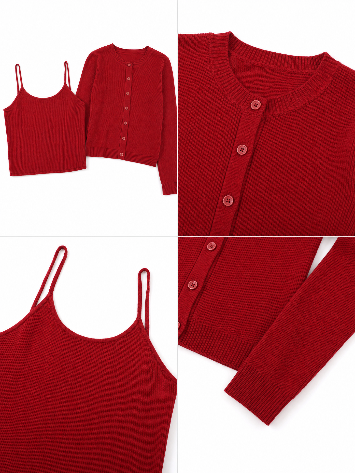 Vintage Knit Cami & Cardigan 2-Piece Set Tops