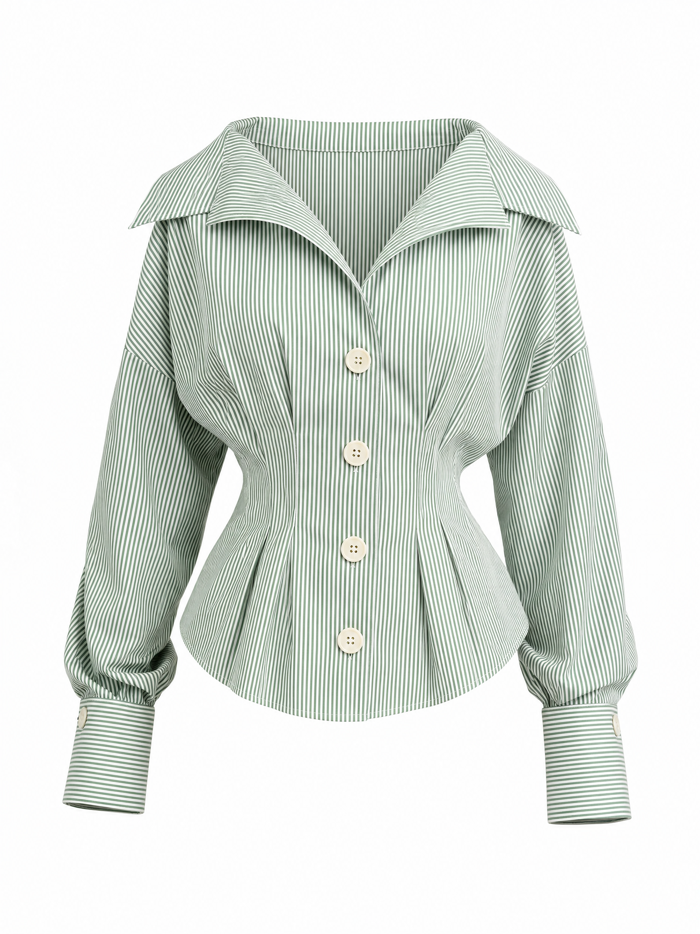 Vintage Slim-Fit Big Lapel Lantern Long Sleeve Shirt