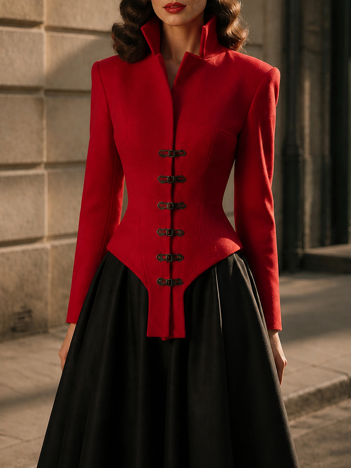 Vintage Corset‑Style Red Coat