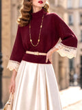 Vintage Lace Sleeve Knit Top