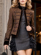 Vintage Military Frog Button Cropped Jacket
