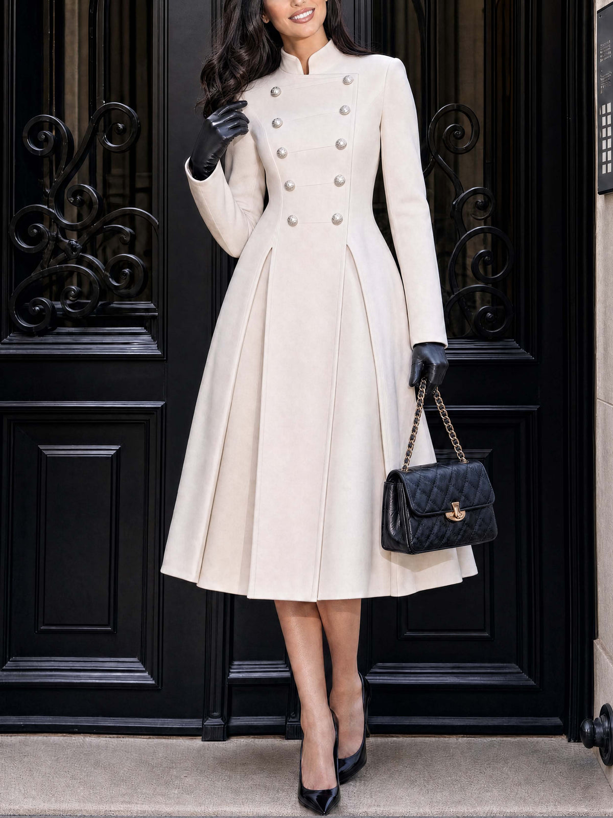 Vintage Military Wool Midi Coat Dress