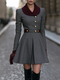 Vintage Grey Wool-Look Fit-and-Flare Mini Dress