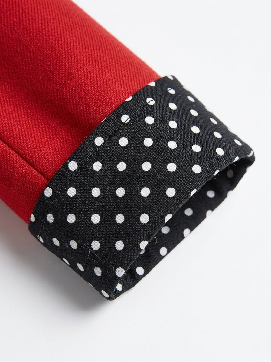 Vintage Polka Dot Spliced Lapel Skirt Two-piece Set