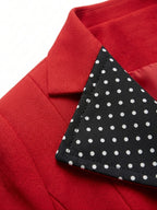 Vintage Polka Dot Spliced Lapel Skirt Two-piece Set