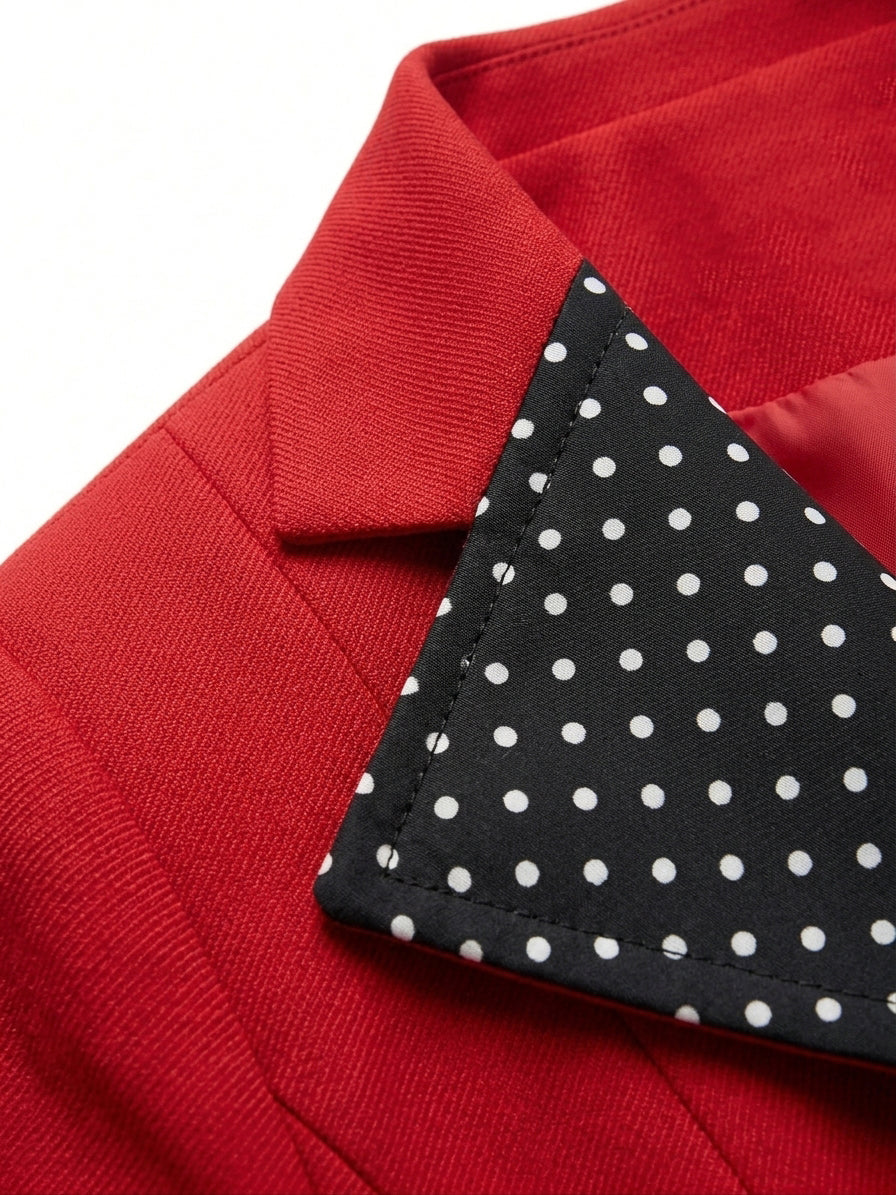 Vintage Polka Dot Spliced Lapel Skirt Two-piece Set