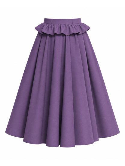 Vintage Ruffled High Waist Swing Skirt