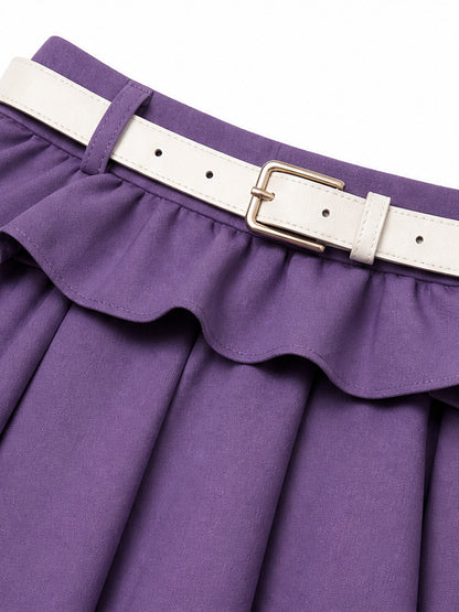 Vintage Ruffled High Waist Swing Skirt