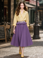 Vintage Ruffled High Waist Swing Skirt
