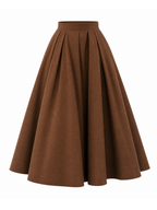 Vintage Pleated  High Waist Swing Maxi Skirt
