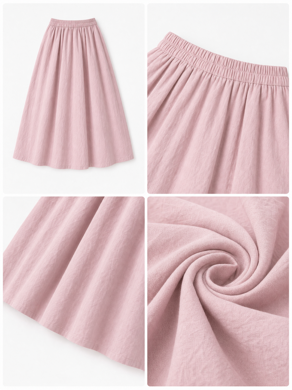 Vintage Elastic High Waist Gathered Maxi Skirt