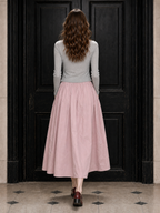 Vintage Elastic High Waist Gathered Maxi Skirt