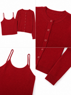 Vintage Knit Cami & Cardigan 2-Piece Set Tops