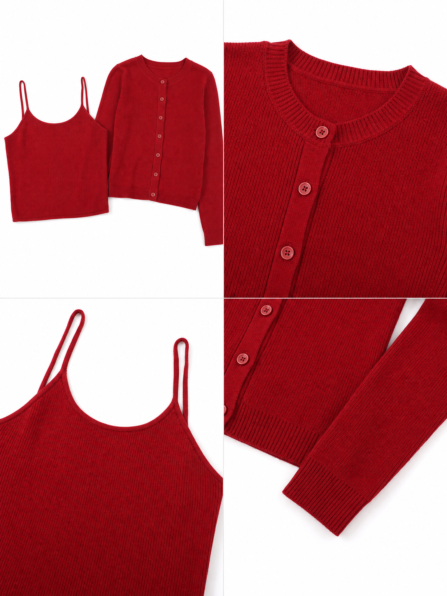 Vintage Knit Cami & Cardigan 2-Piece Set Tops