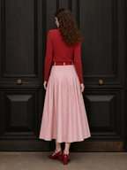 Vintage Plaid Pleated High Waist Maxi Skirt