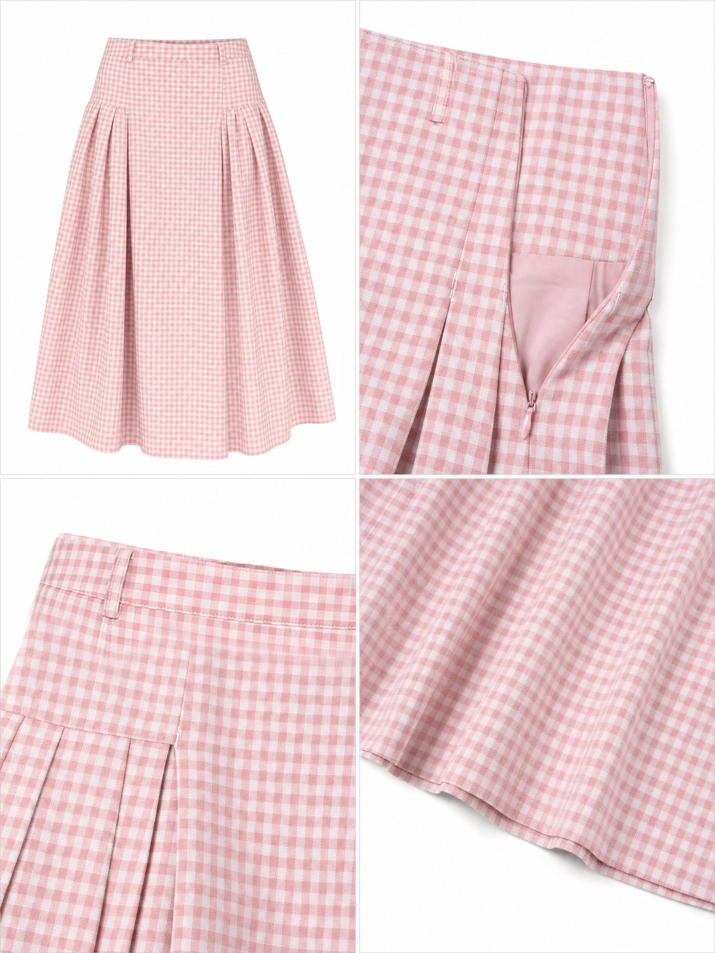 Vintage Plaid Pleated High Waist Maxi Skirt