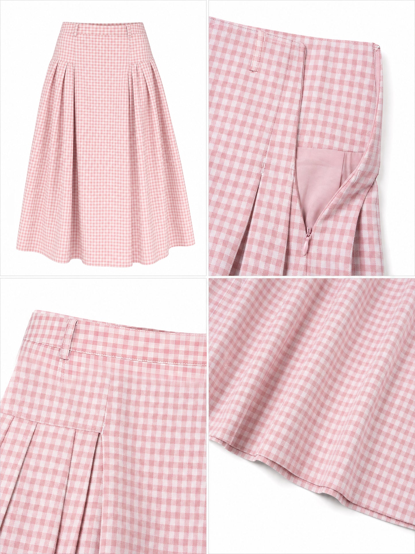 Vintage Plaid Pleated High Waist Skirt
