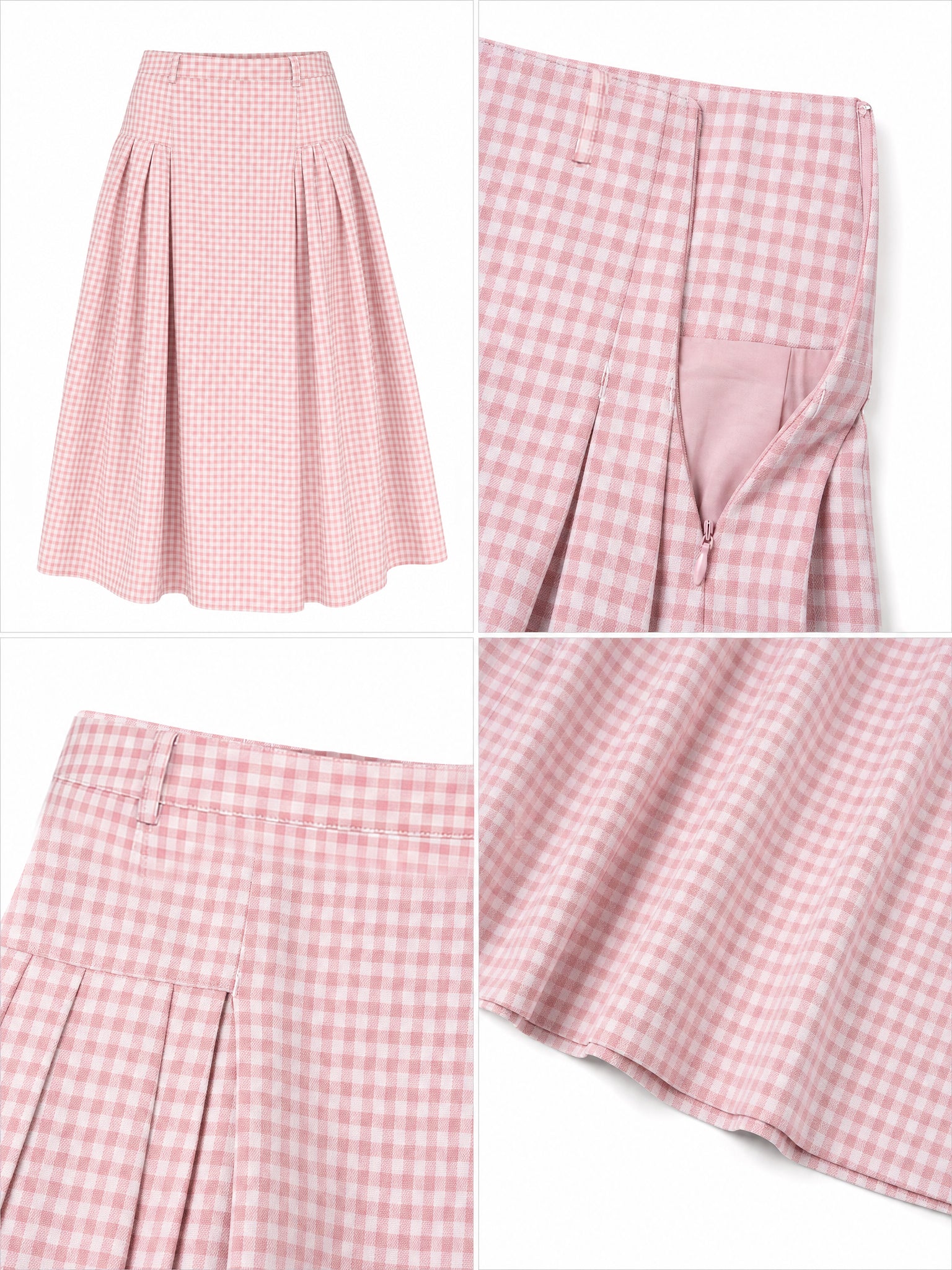 Vintage Plaid Pleated High Waist Maxi Skirt
