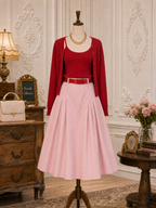 Vintage Plaid Pleated High Waist Maxi Skirt