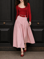 Vintage Plaid Pleated High Waist Maxi Skirt