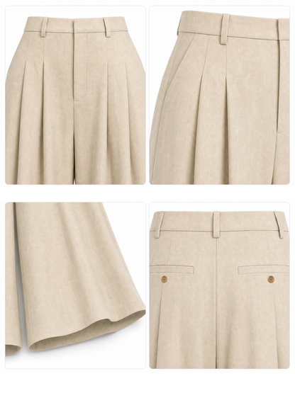 Vintage Loose Pleated Casual Cropped Suit Trousers