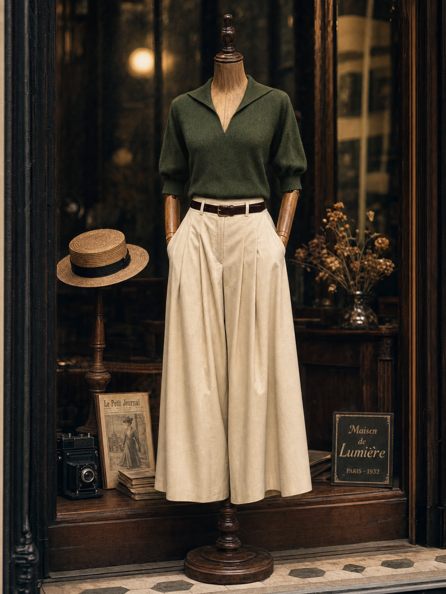 Vintage Loose Pleated Casual Cropped Suit Pants