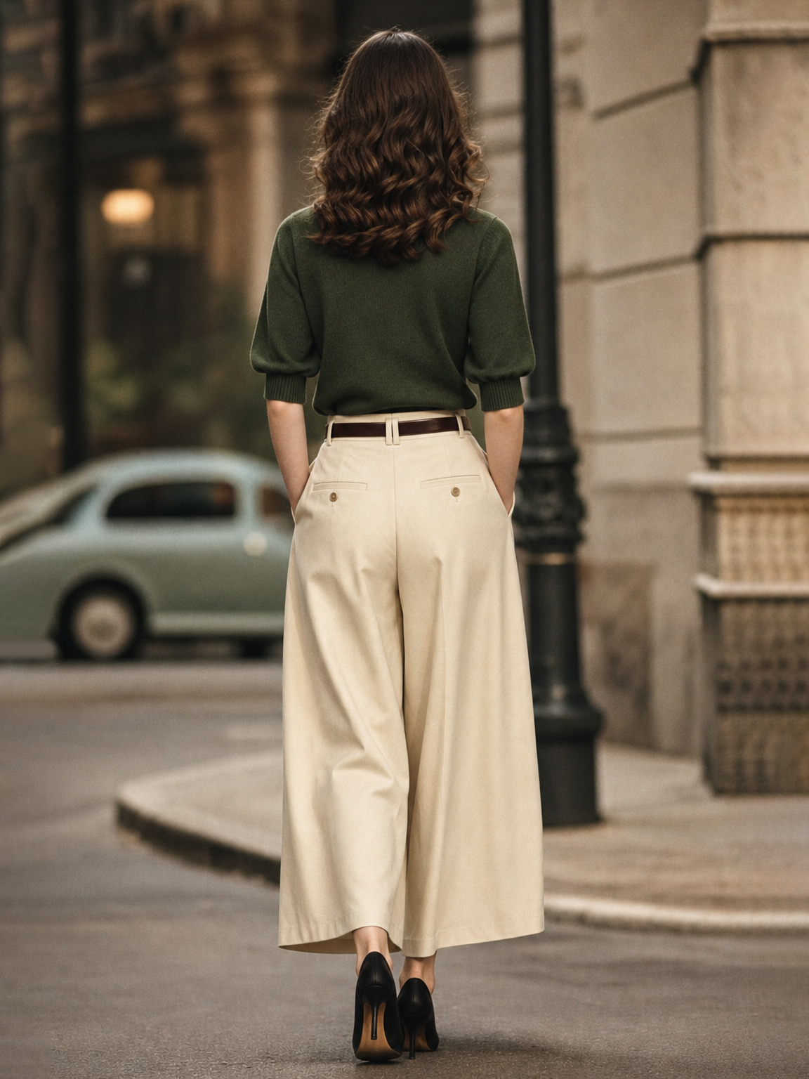 Vintage Loose Pleated Casual Cropped Suit Pants