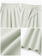 Vintage Pleated High Waist Full Flared Maxi Skirt