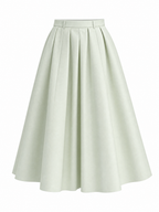 Vintage Pleated High Waist Full Flared Maxi Skirt