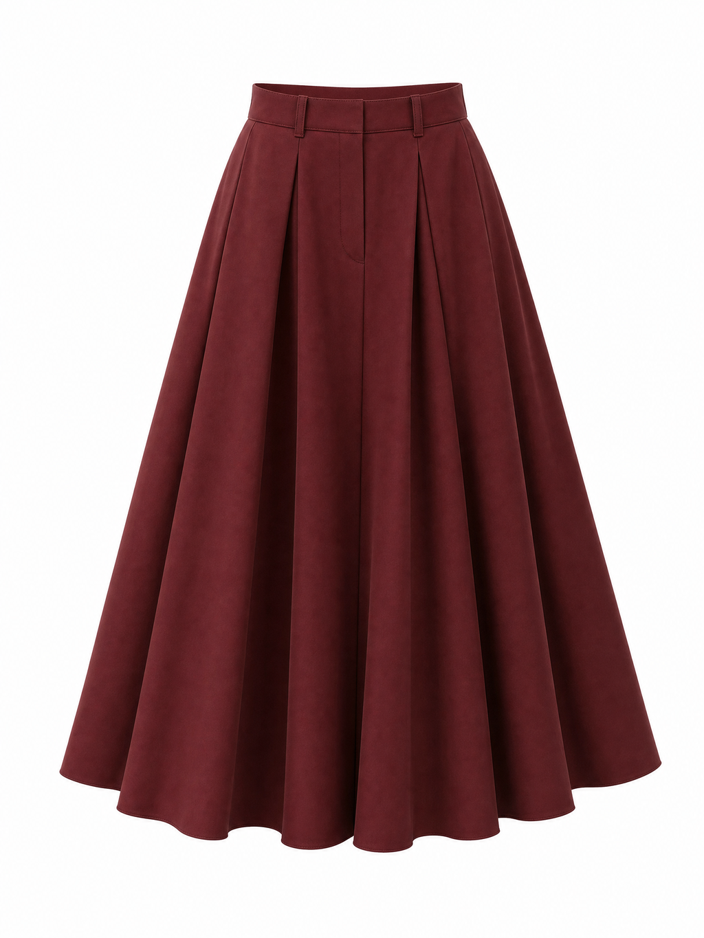 Vintage Pleated High Waist Full Flared Midi Skirt