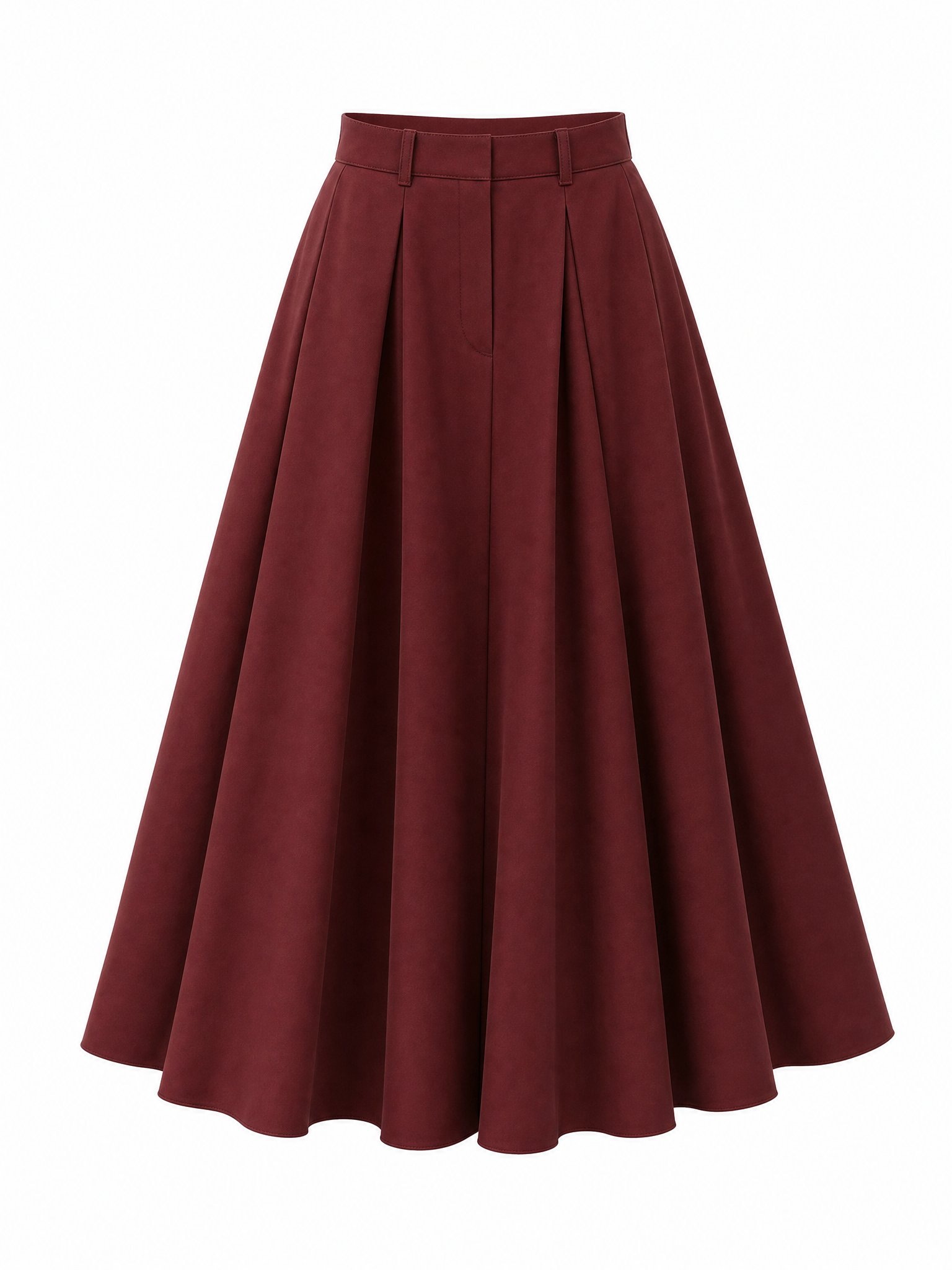 Vintage Pleated High Waist Full Flared Midi Skirt