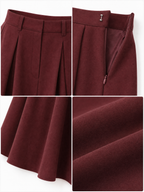 Vintage Pleated High Waist Full Flared Midi Skirt