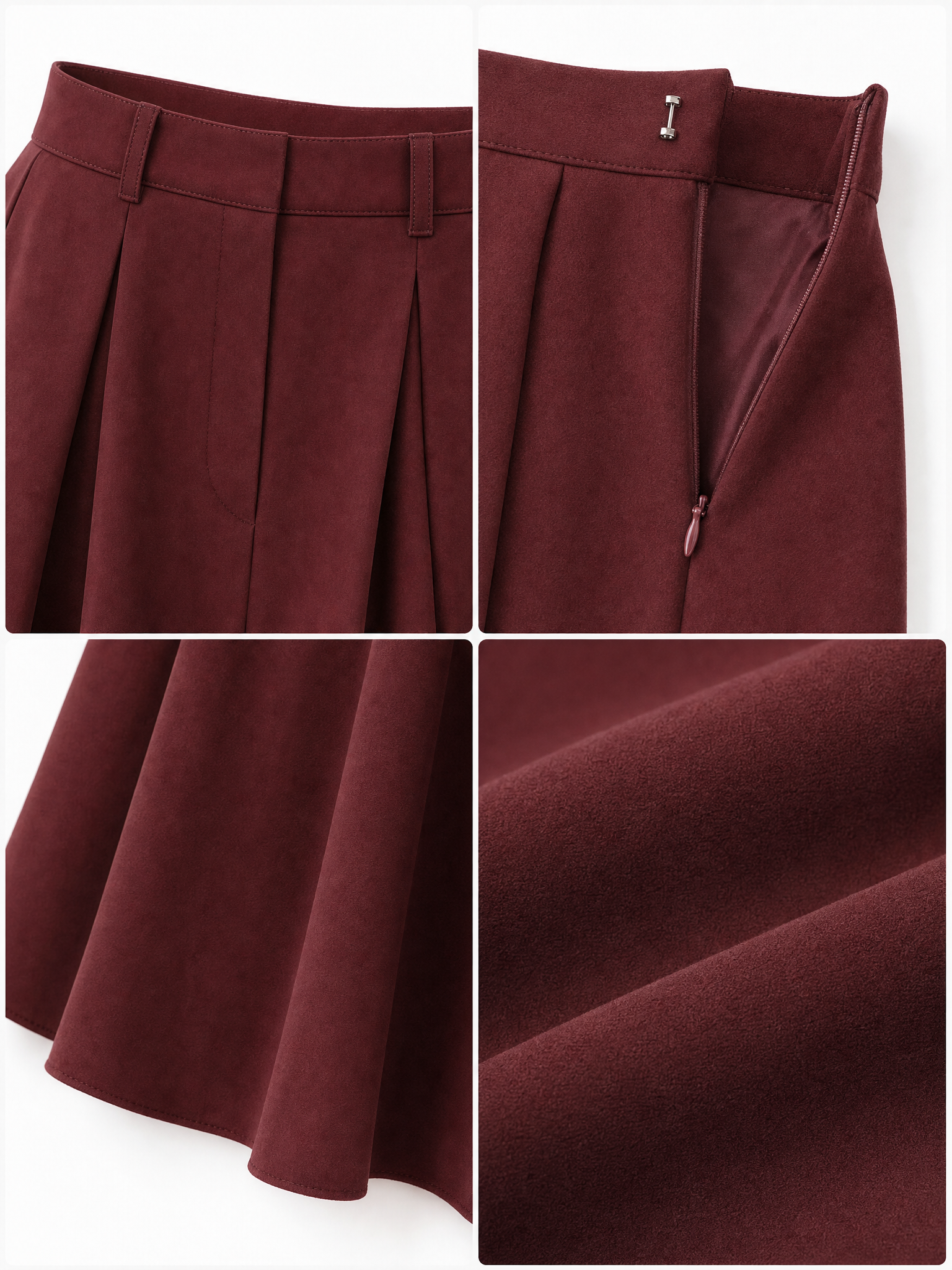 Vintage Pleated High Waist Full Flared Midi Skirt