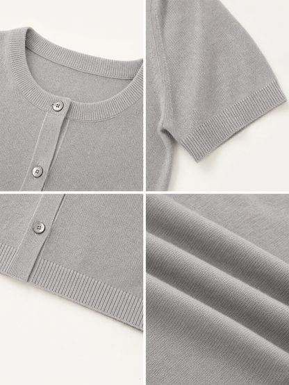 Vintage Tone Crew Neck Short Sleeve Knit Top