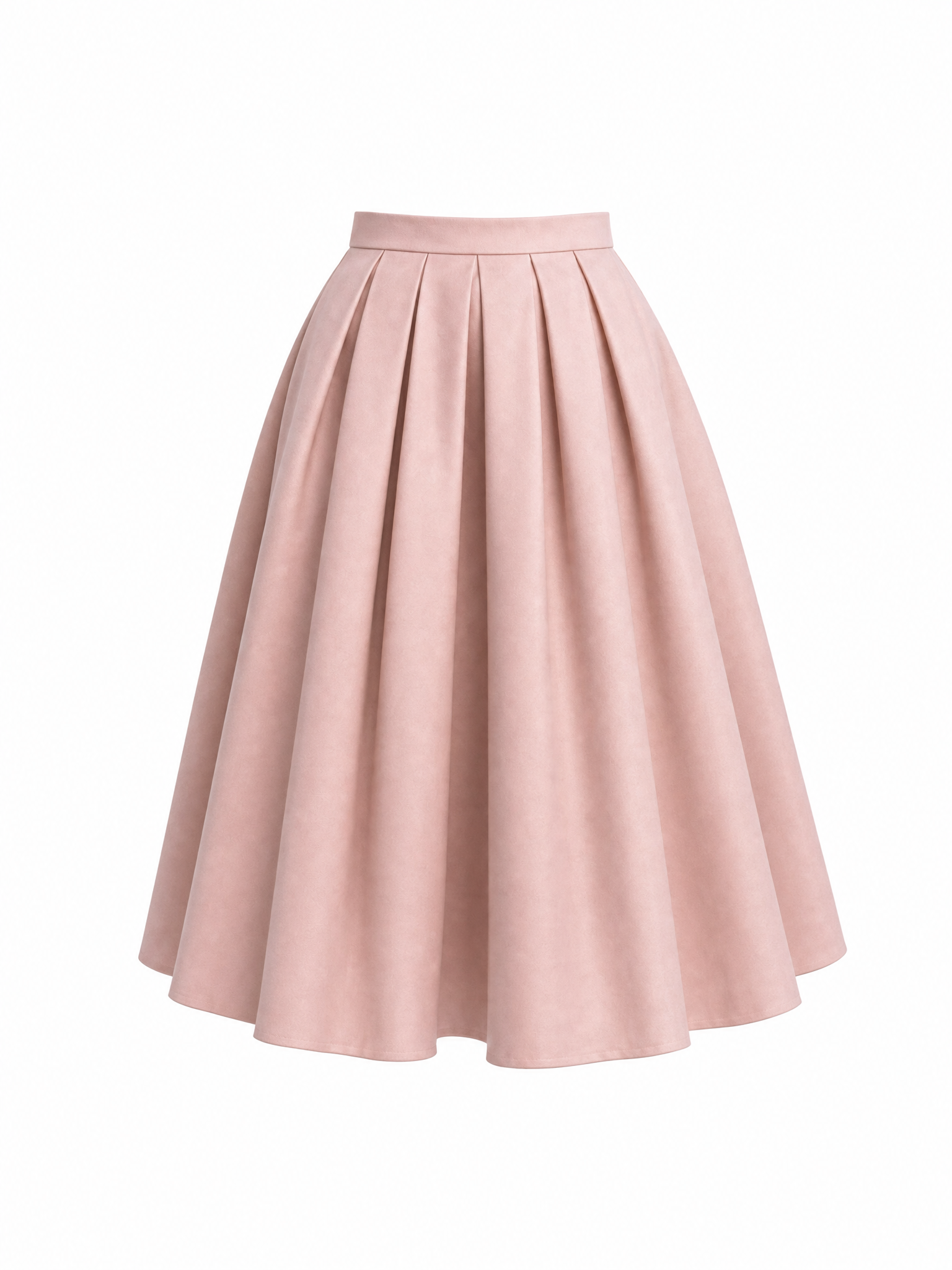 Vintage Pleated High Waist Full Flared Midi Skirt