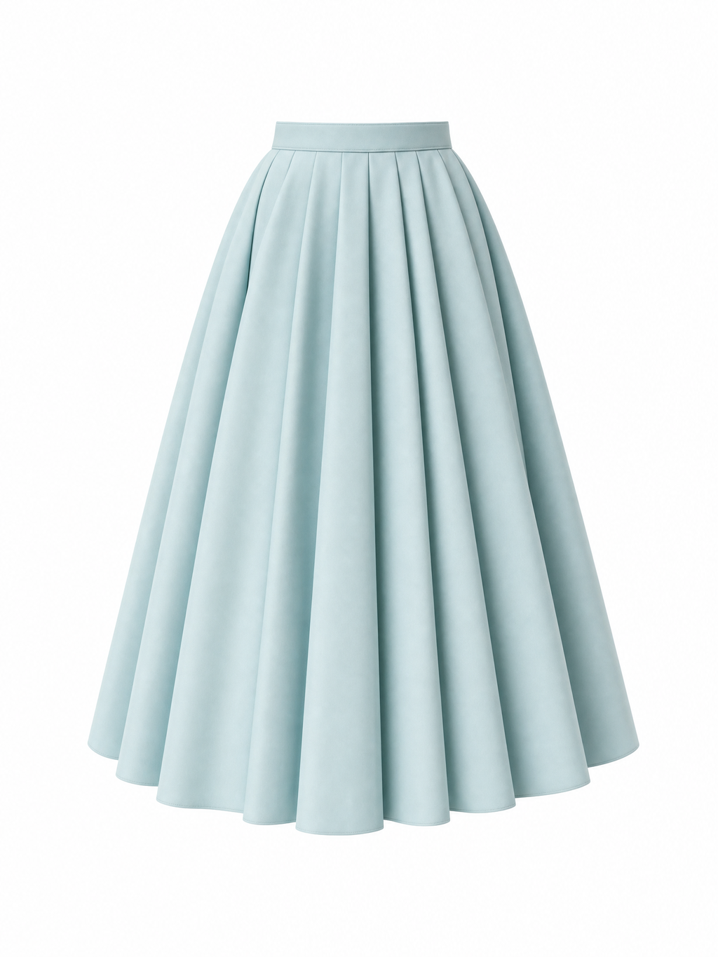 Vintage Pleated High Waist Full Flared Maxi Skirt
