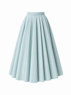 Vintage Pleated High Waist Full Flared Maxi Skirt