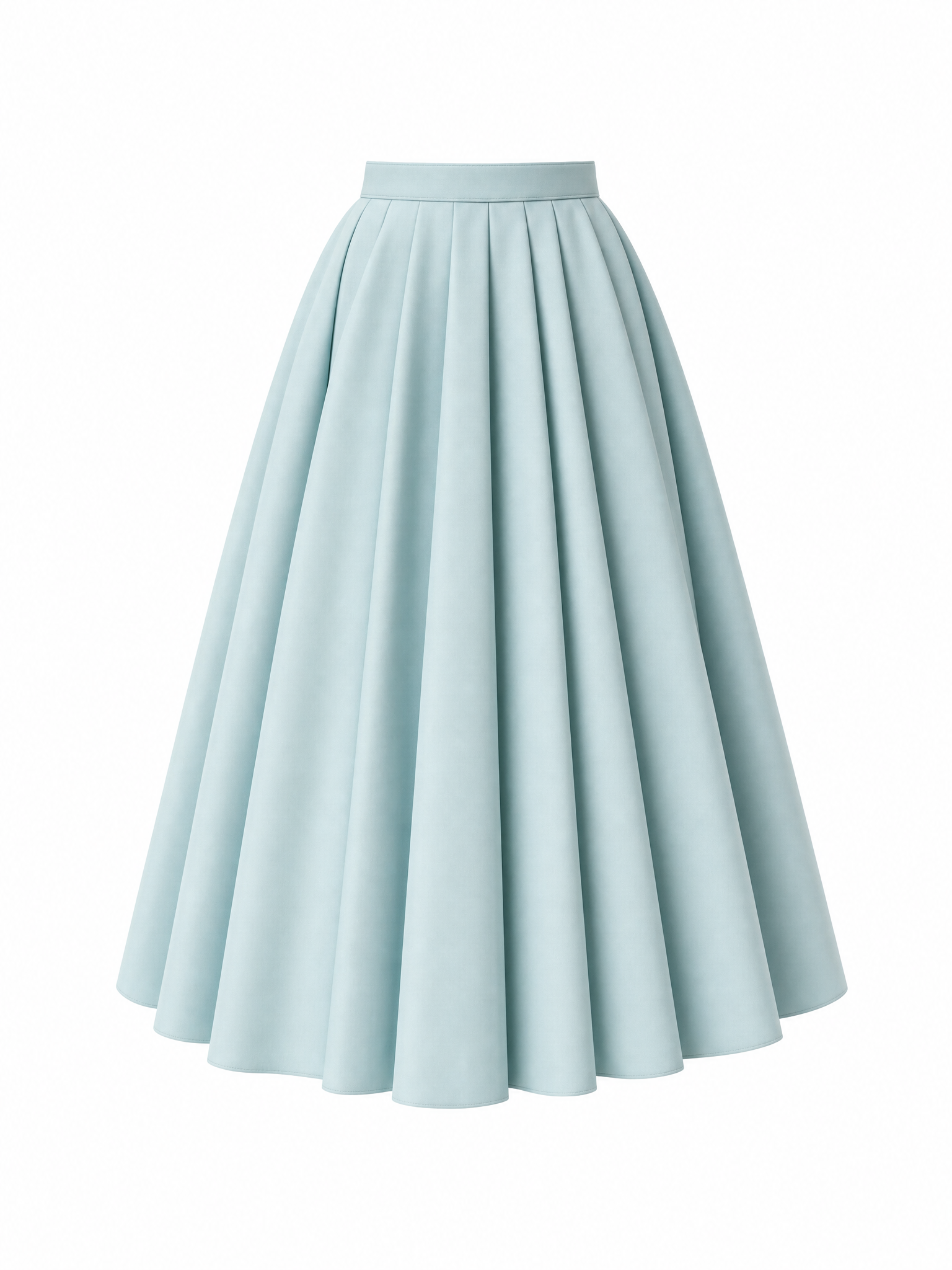 Vintage Pleated High Waist Full Flared Maxi Skirt