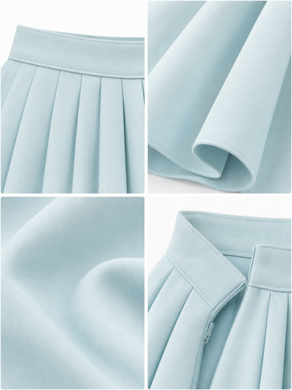 Vintage Pleated High Waist Full Flared Skirt