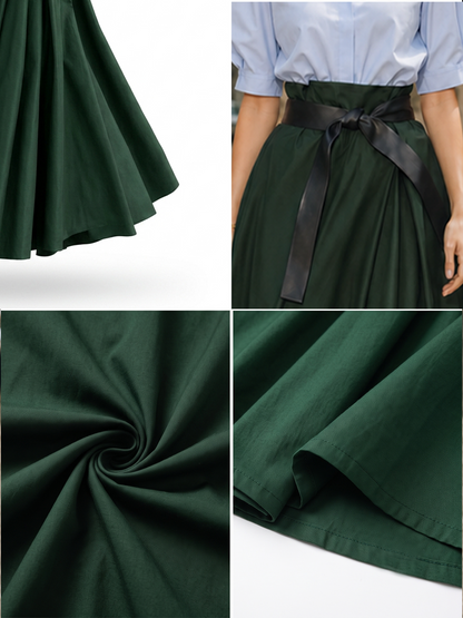 Vintage Minimalist A-Line Flared Maxi Skirt