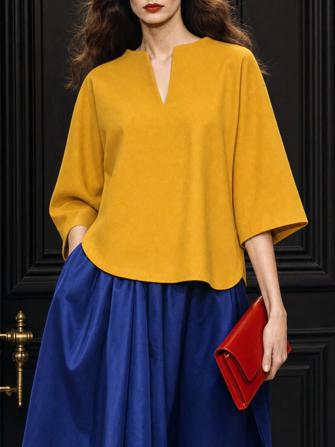 Vintage V-neck Loose Fit Blouse Shirt