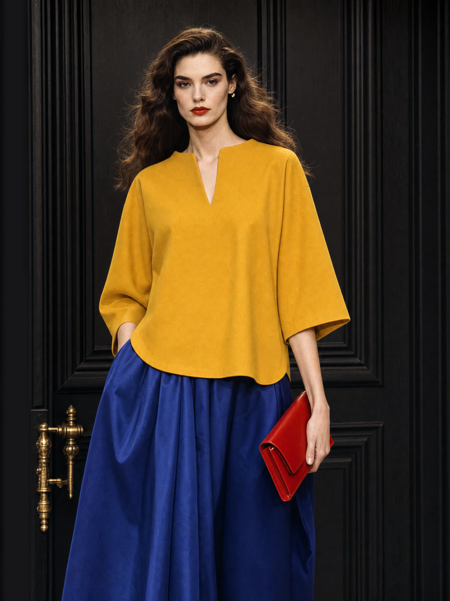 Vintage V-neck Loose Fit Blouse Shirt