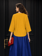 Vintage V-neck Loose Fit Blouse Shirt