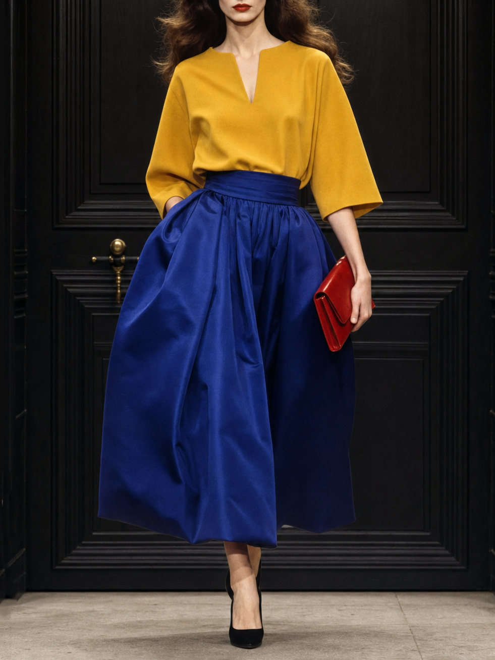 Vintage High Waist Gathered Bud Skirt