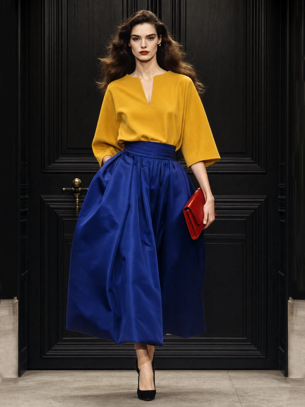 Vintage High Waist Gathered Bud Skirt