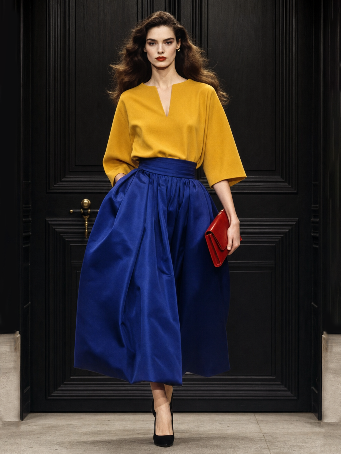 Vintage High Waist Gathered Bud Skirt