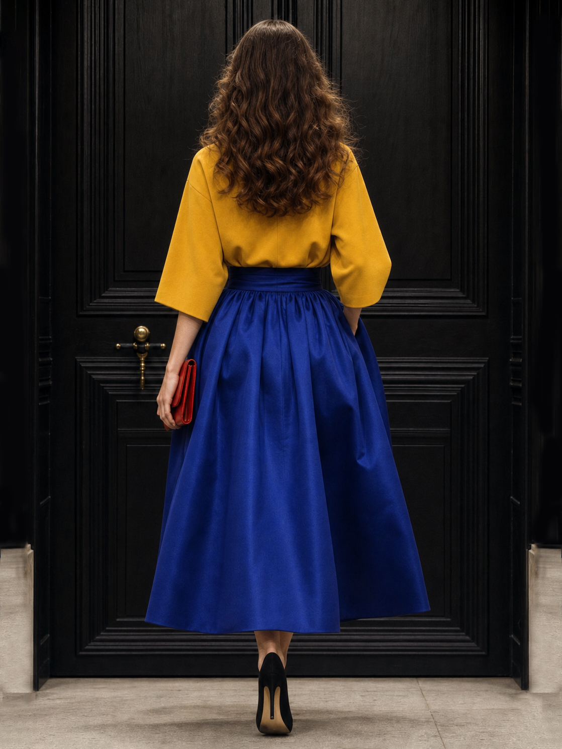 Vintage High Waist Gathered Bud Skirt