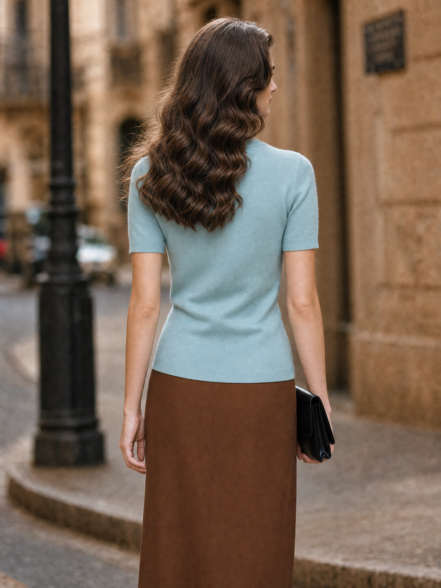 Vintage Tone Crew Neck Short Sleeve Knit Top