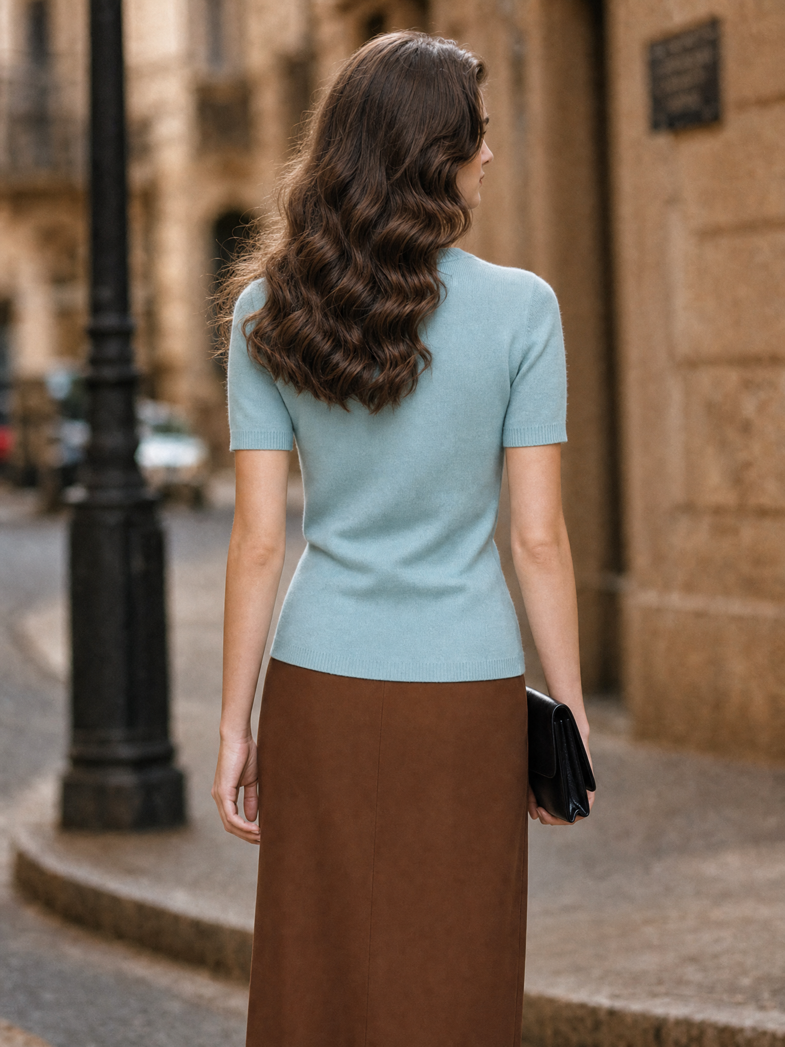 Vintage Tone Crew Neck Short Sleeve Knit Top