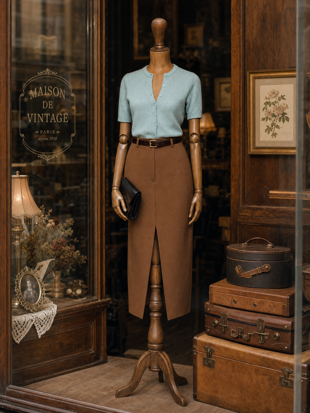 Vintage High Waist Slit Straight Maxi Skirt